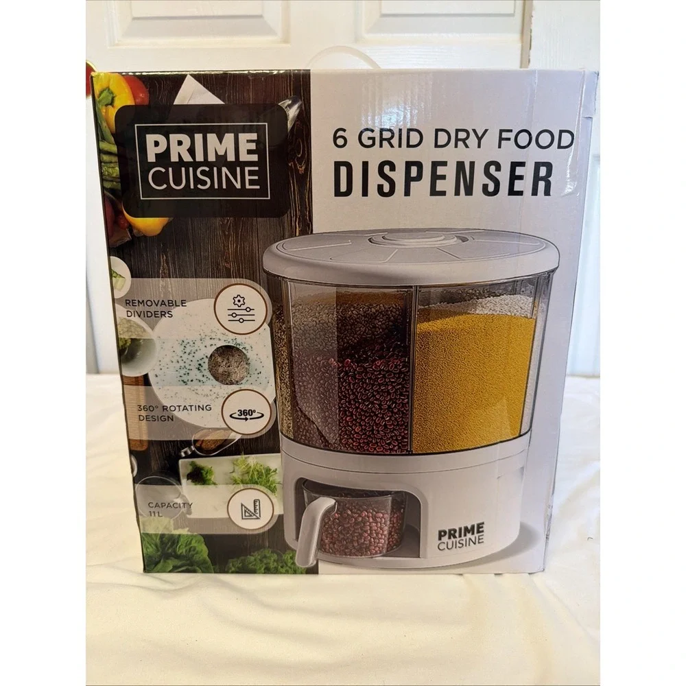Prime Cuisine 6 Grid Dry Food Dispenser 360 Rotation Capacity